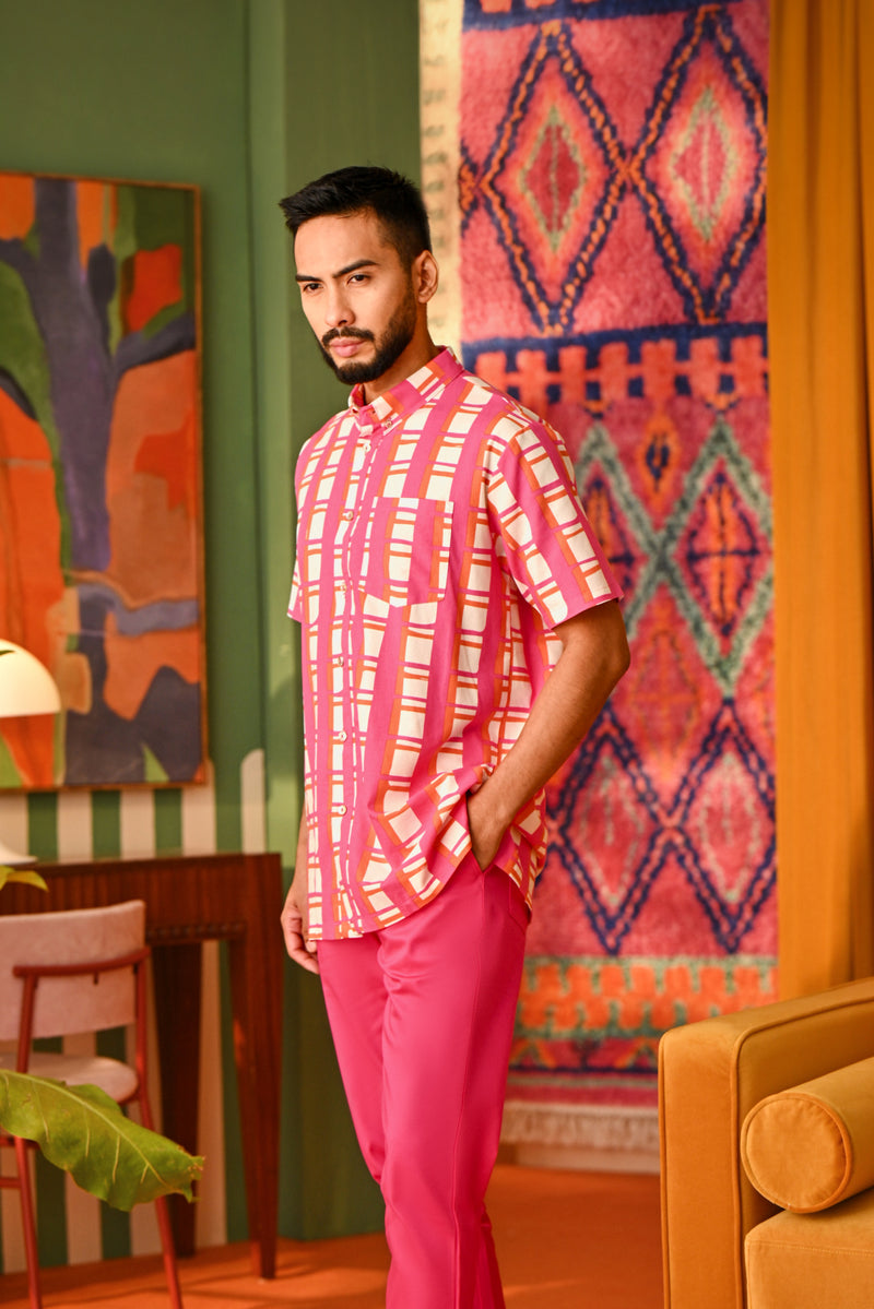 The Rasa Cinta Men Batik Shirt - Crush