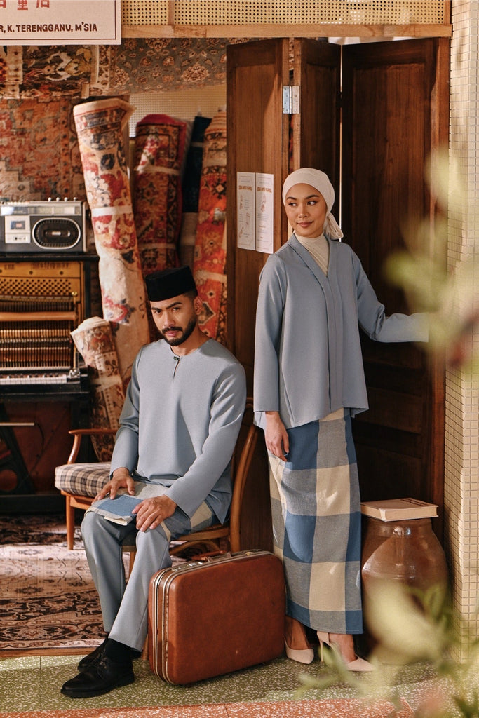 The Akar Kita Men Baju Melayu Teluk Belanga - Silver Blue