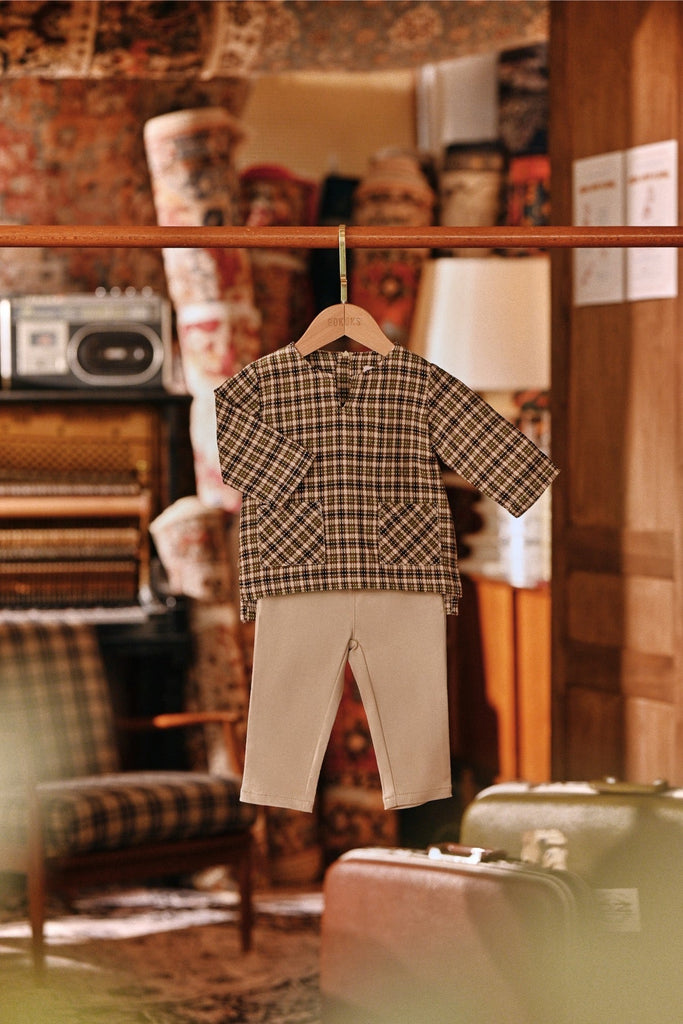 The Akar Kita Babies Kurta - Evergreen Grid