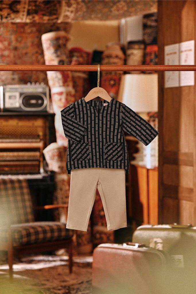 The Akar Kita Babies Kurta - Black Streak