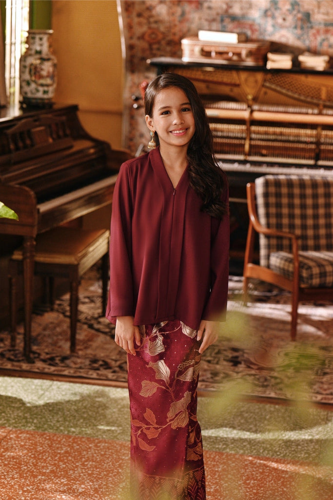 The Akar Kita Kebaya Top - Burgundy