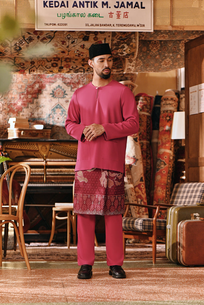 The Akar Kita Men Baju Melayu Teluk Belanga - Magenta