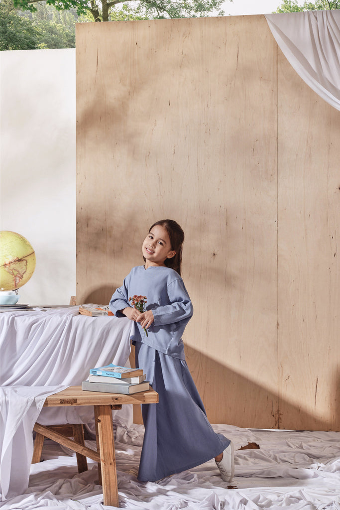 Light Pigeon Blue Folded Skirt