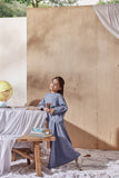 Light Pigeon Blue Blouse and Folded Skirt