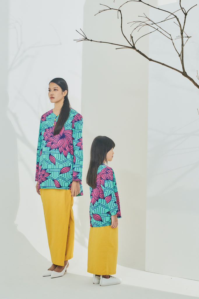 Parant-Child Corak Blaus Kurung