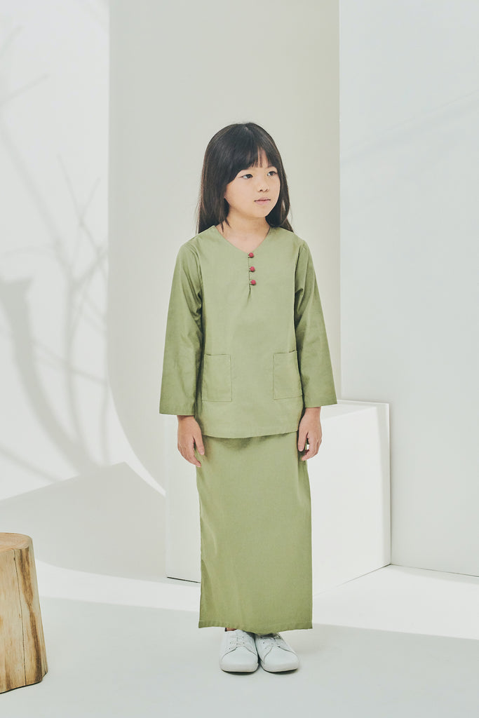 Olive Green Blouse and Overlay Skirt