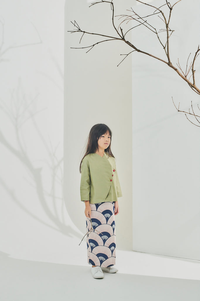 Wrapped Blouse matching print skirt