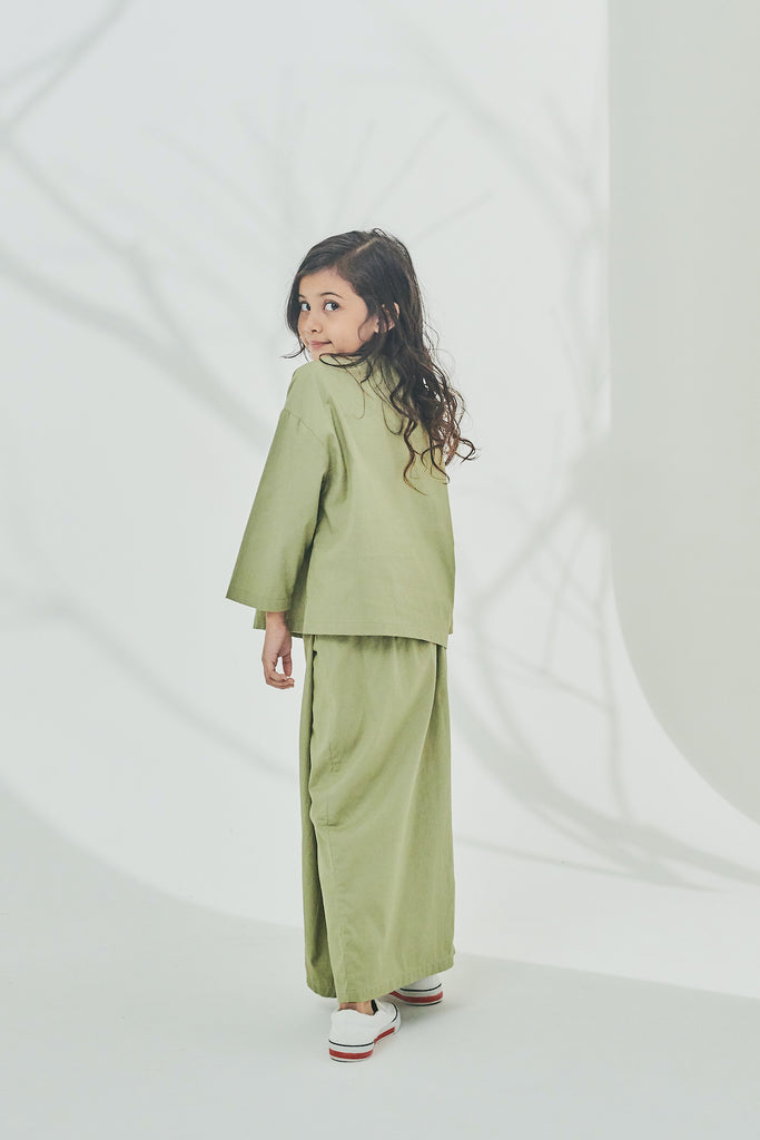 Olive Green Colour Blouse and Skirt