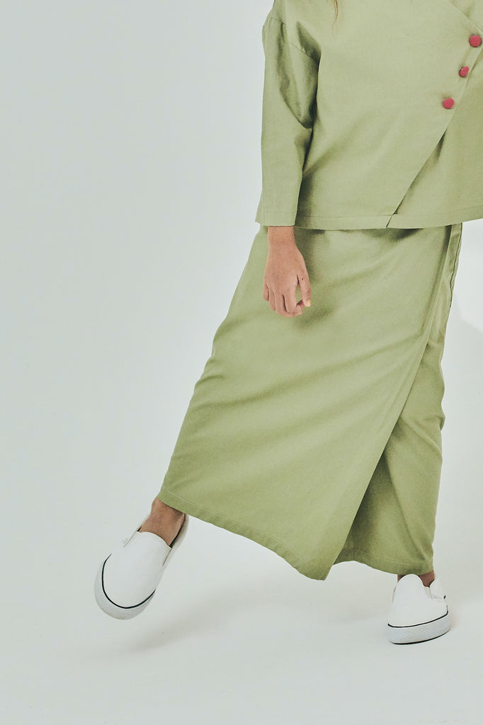 Olive Green Colour Overlay Skirt