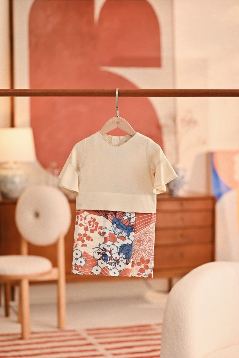 The Titi Babies Kurung - Cream Marrakesh