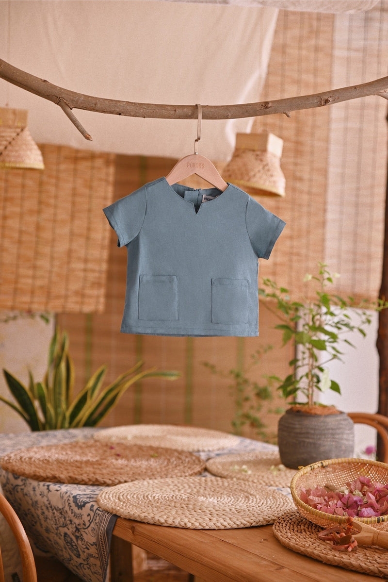 The Hening Babies Short Sleeve Kurta - Arctic Blue