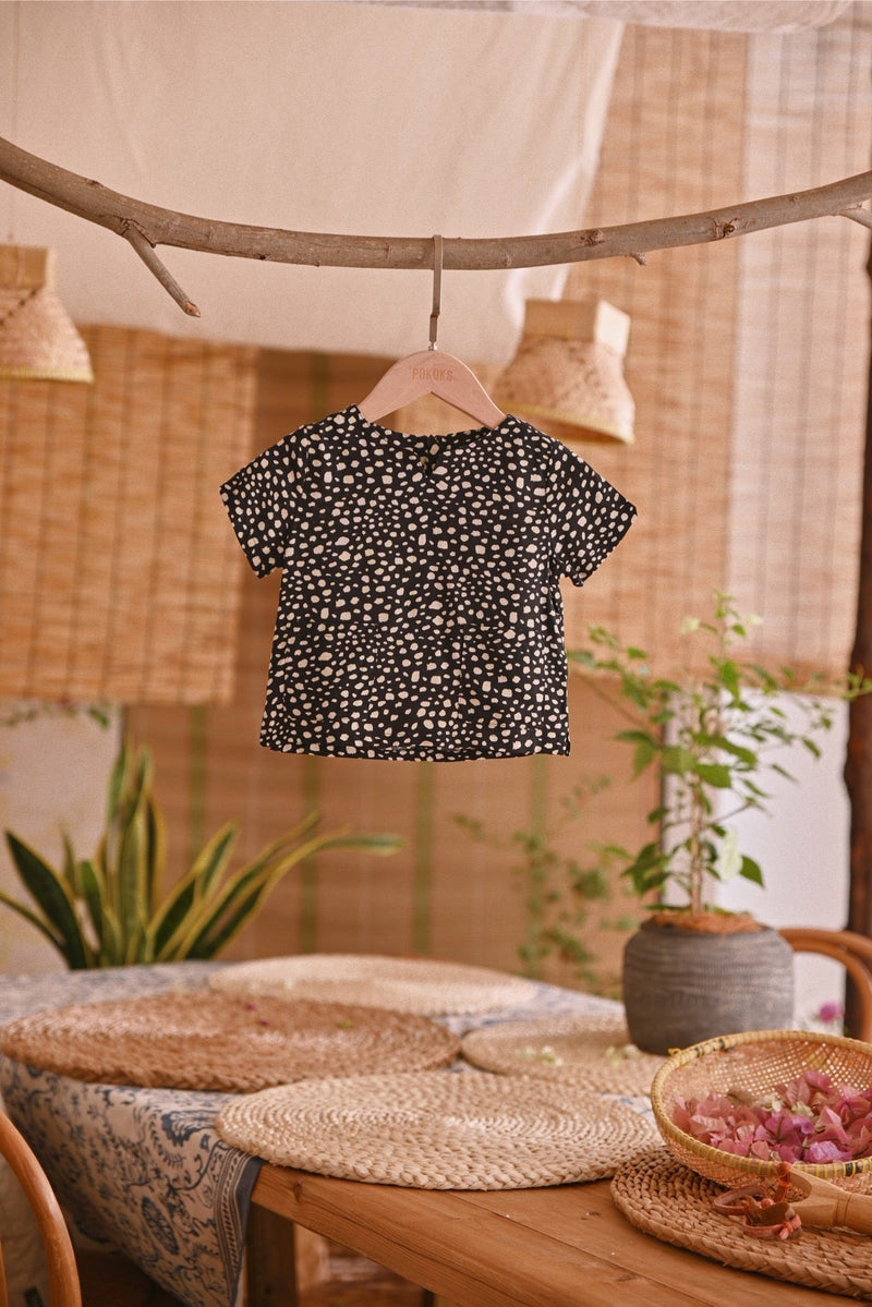 The Hening Babies Short Sleeve Kurta - Black Safari