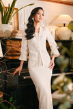 The Glow Women Chic Kebaya Set - White Jacquard