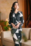 The Glow Women Chic Kebaya Set - Black Geo