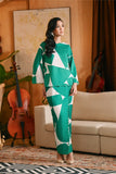 The Glow Women Demure Kurung Set - Green Geo