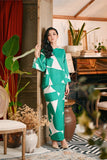 The Glow Women Demure Kurung Set - Green Geo
