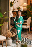 The Glow Demure Kurung Set - Green Geo