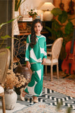The Glow Demure Kurung Set - Green Geo