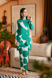 The Glow Women Broderie Kurung Set - Green Geo