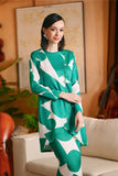 The Glow Women Broderie Kurung Set - Green Geo