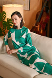 The Glow Women Broderie Kurung Set - Green Geo