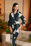 The Glow Women Chic Kebaya Set - Black Geo