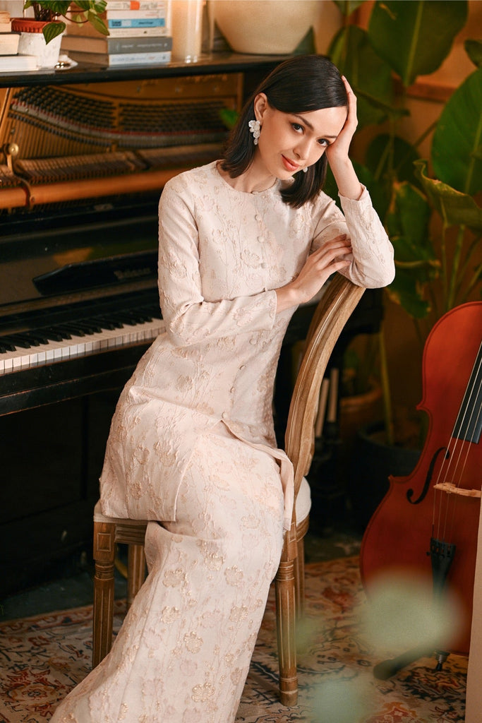 The Glow Women Elite Kurung Set - Pink Jacquard
