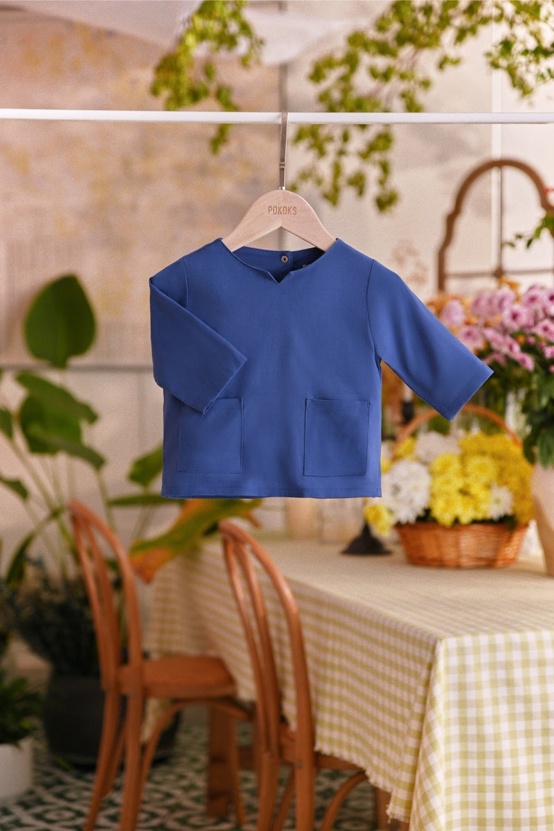 The Sarang Babies Kurta - Steel Blue