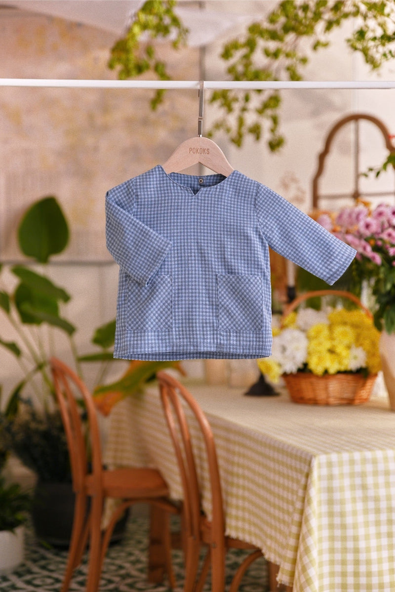 The Sarang Babies Kurta - Yale Blue Checked
