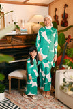 The Glow Broderie Kurung Set - Green Geo