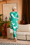 The Glow Women Broderie Kurung Set - Green Geo