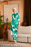 The Glow Women Broderie Kurung Set - Green Geo