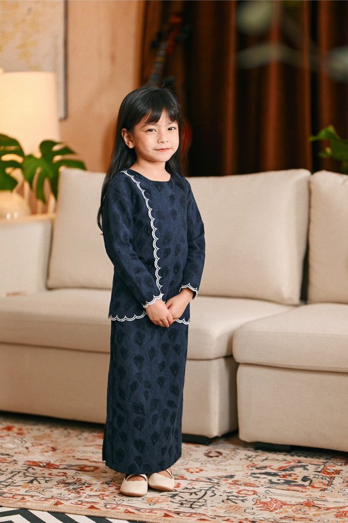 The Glow Broderie Kurung Set - Navy Jacquard