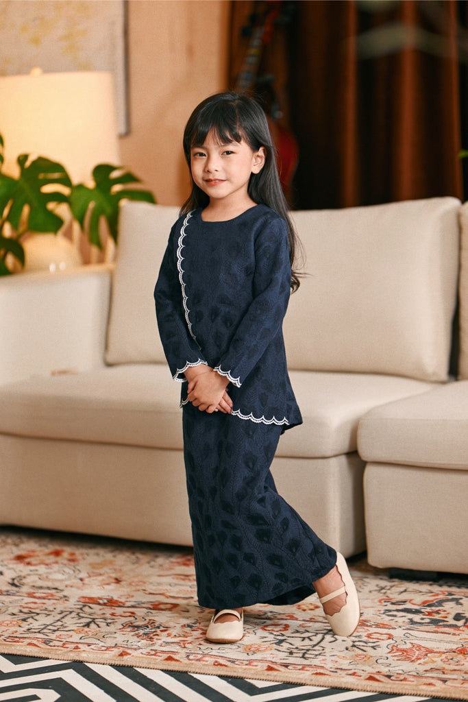 The Glow Broderie Kurung Set - Navy Jacquard