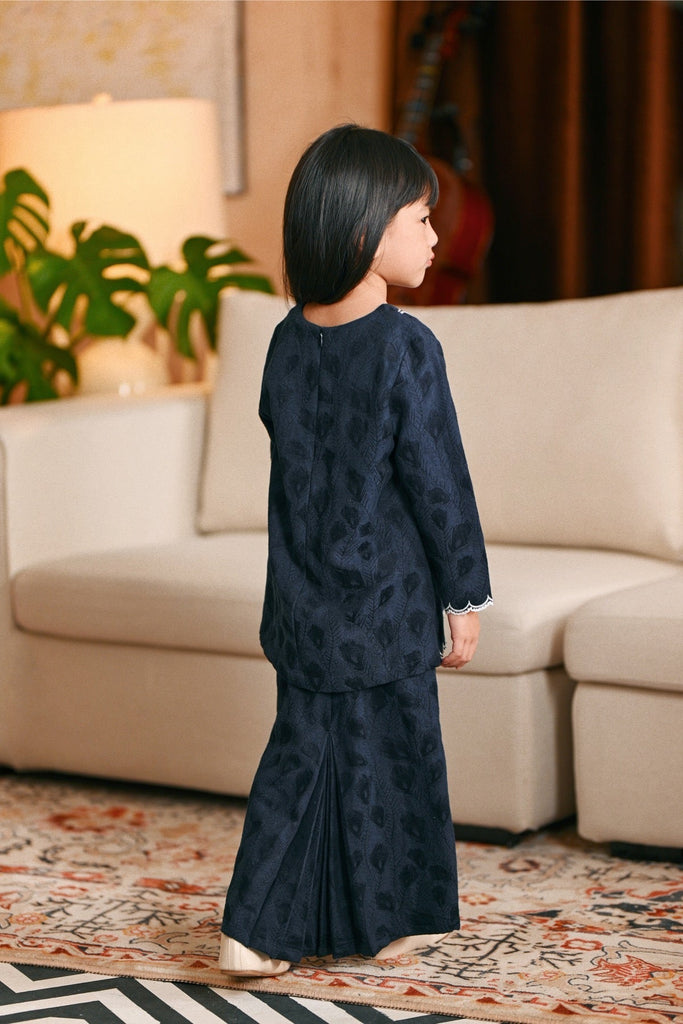 The Glow Broderie Kurung Set - Navy Jacquard