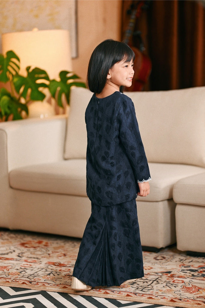The Glow Broderie Kurung Set - Navy Jacquard