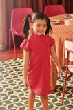 The Spring Dawn Puff Sleeve Cheongsam Dress - Red Checked