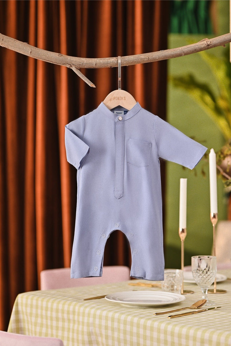 The Capai Babies Baju Melayu Jumpsuit - Light Pigeon Blue