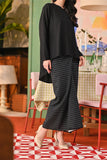 The Capai Women Wrap Skirt - Black Pinstripe