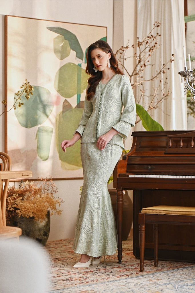 The Glow Women Lavish Kebaya Set - Desert Sage Jacquard