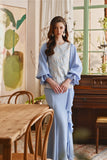 The Glow Women Glossy Kurung Set - Blue Carnation