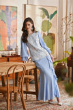 The Glow Women Glossy Kurung Set - Blue Carnation