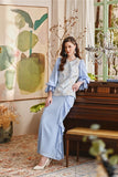 The Glow Women Glossy Kurung Set - Blue Carnation