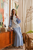 The Glow Women Glossy Kurung Set - Blue Carnation