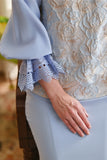 The Glow Women Glossy Kurung Set - Blue Carnation
