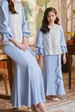 The Glow Glossy Kurung Set - Blue Carnation