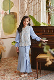The Glow Glossy Kurung Set - Blue Carnation