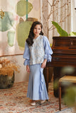 The Glow Glossy Kurung Set - Blue Carnation