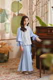 The Glow Glossy Kurung Set - Blue Carnation