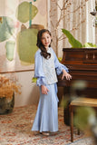 The Glow Glossy Kurung Set - Blue Carnation